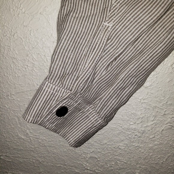 Lucky Brand Sz L Women's Linen Blend Striped Jacket Full Zip Waist Drawstring - Picture 5 of 12